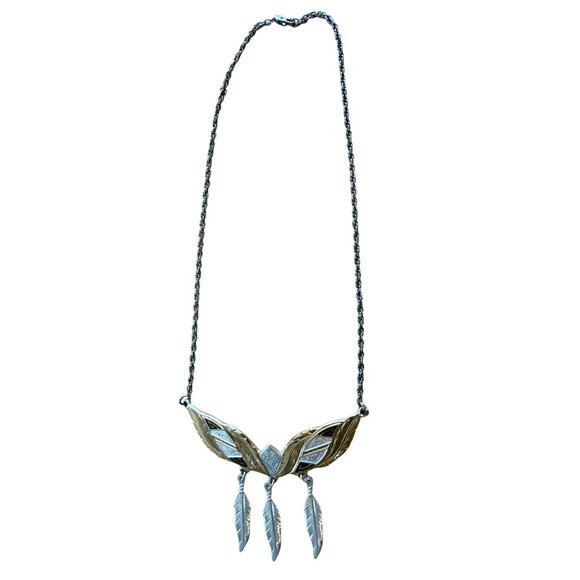 Montana Silversmiths Native American Feather Pendant Necklace with Gold & Silver - Picture 1 of 4